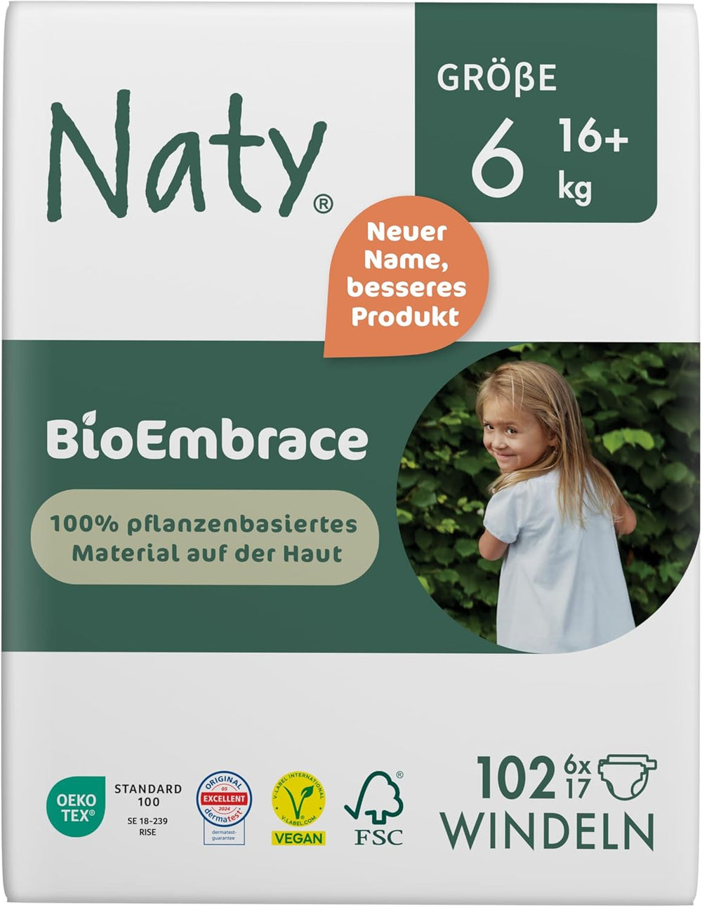 Naty BioEmbrace babapelenka, 5-ös méret (11-25 kg) | 100%-ban növényi alapú anyagok, gyengéd a bőrhöz | Légáteresztő puhaság, bőrgyógyászatilag tesztelt, kiváló felszívódás | 80 db.
