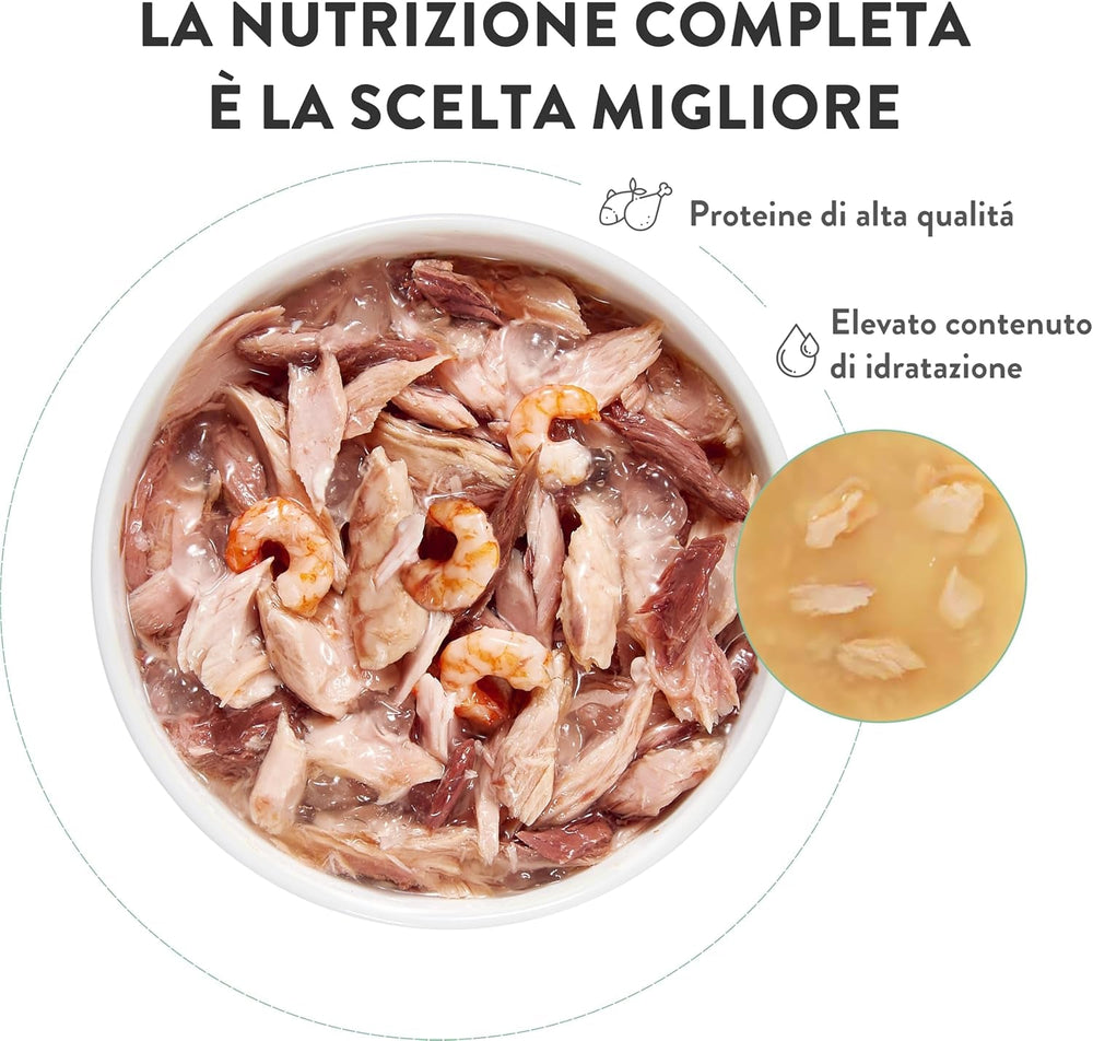 Ton cu somon în jeleu, hrană umedă completă pentru pisici, la conservă, cu vitamine adăugate, 100% naturală, 6 x 85 g