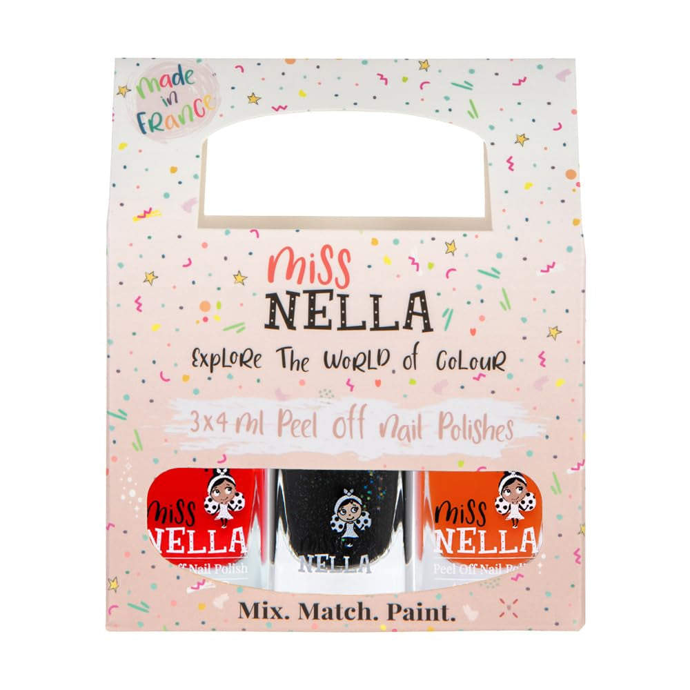 Miss Nella Magic Collection 4 részes csillogó körömlakk szett: rózsaszín, piros, arany és kék, speciális gyerekeknek kivehető körömlakk, nem mérgező, vízbázisú, szagtalan