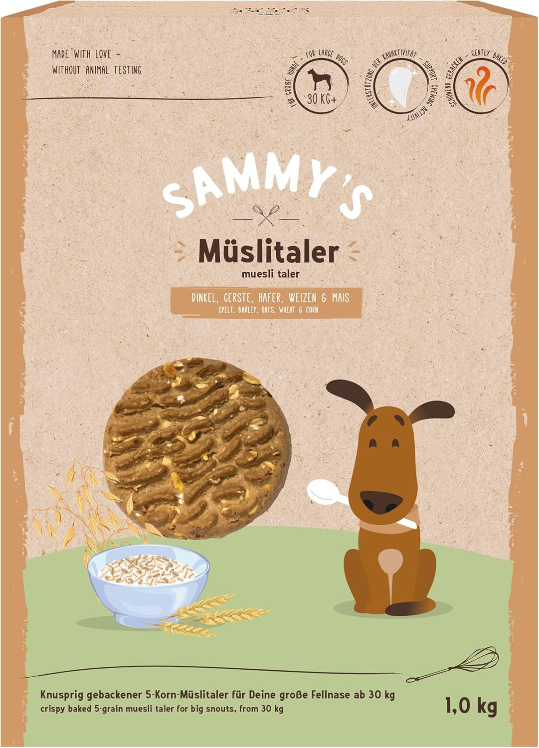 Sammy´S Müslitaler | Knusprig Gebackene Hundesnacks |5-Korn-Müslitaler Für Deine Große Fellnase (Ab 30 Kg) | 1 Kg Cereale Naty Shop Default Title