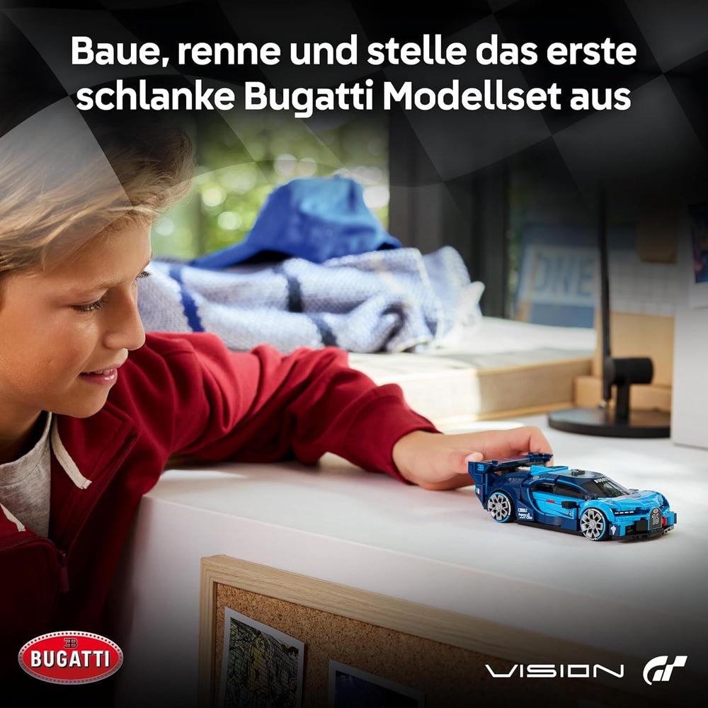 LEGO Speed Champions Bugatti Vision Gran Turismo Hypersportwagen - Modellbau mit sammelbarer Fahrer Minifigur - Gaming Geschenkidee für Jungen ab 9 Jahren und Motorsportfans - 77253