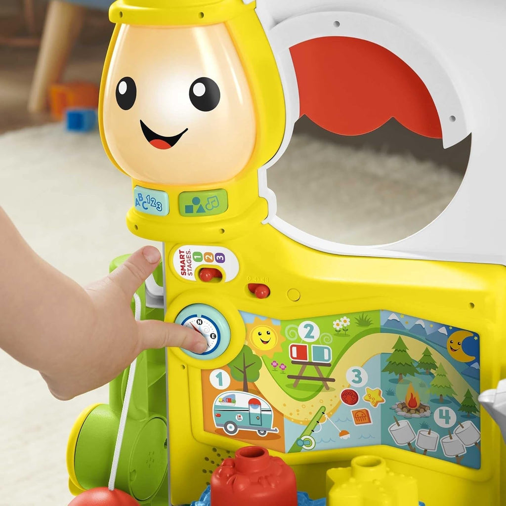 Fisher-Price - Laugh and Learn Camper 3-in-1, jucărie de împins primii pași și centru de activități muzicale, jucărie pentru copii 9-36 luni, HCK51 Jucarii Bebe Naty Shop