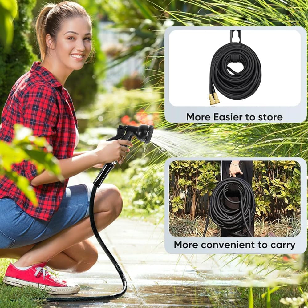 Furtun de grădină flexibil și extensibil de 15 m, furtun flexibil de apă cu 8 funcții de pulverizare, furtun flexibil de la 1/2 inch la 3/4 inch, furtun de grădină, pentru udarea grădinii, spălarea mașinii, spălarea și udarea apei