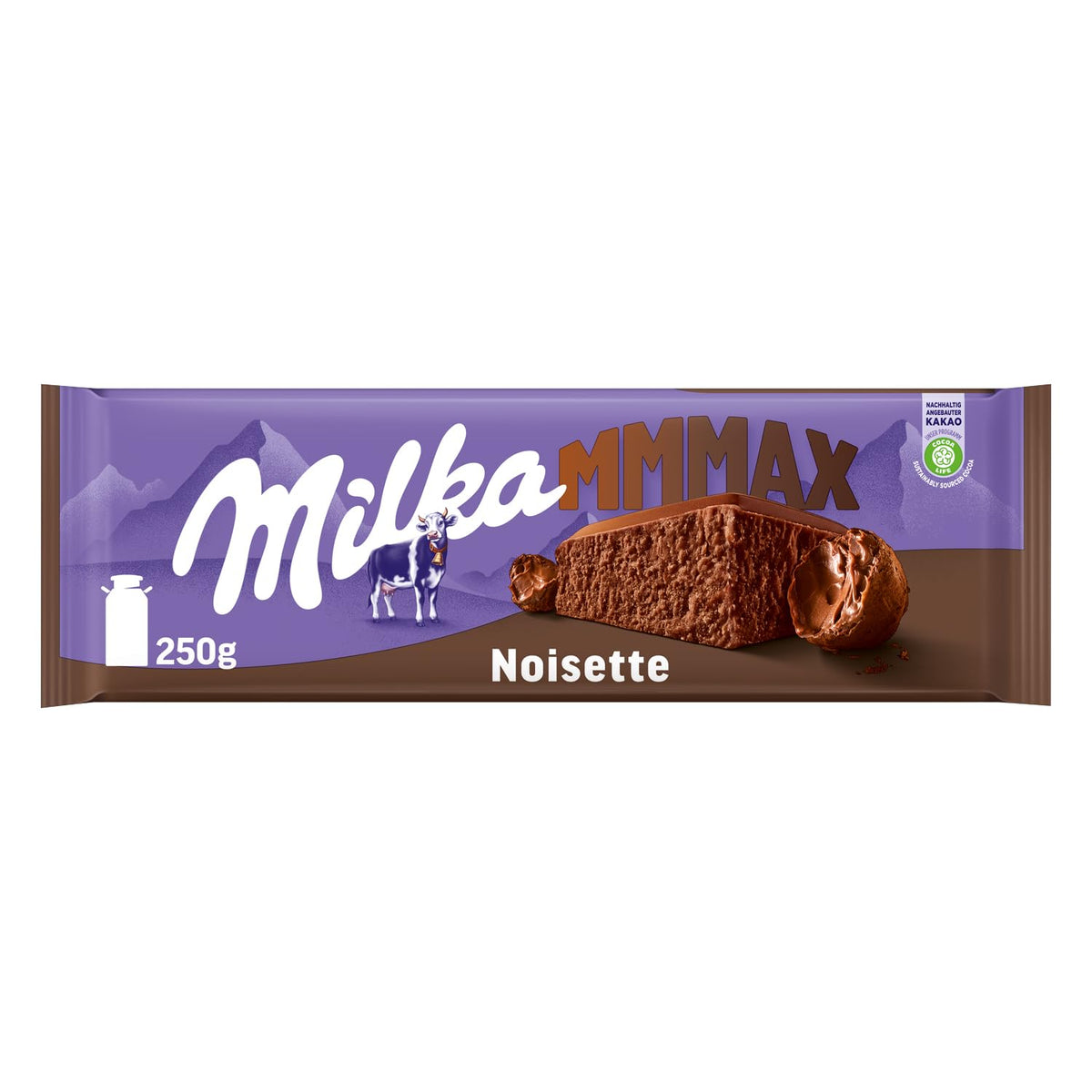 Milka MMMAX Noisette – alpesi tejcsokoládé finom, krémes mogyorós töltelékkel – 250g