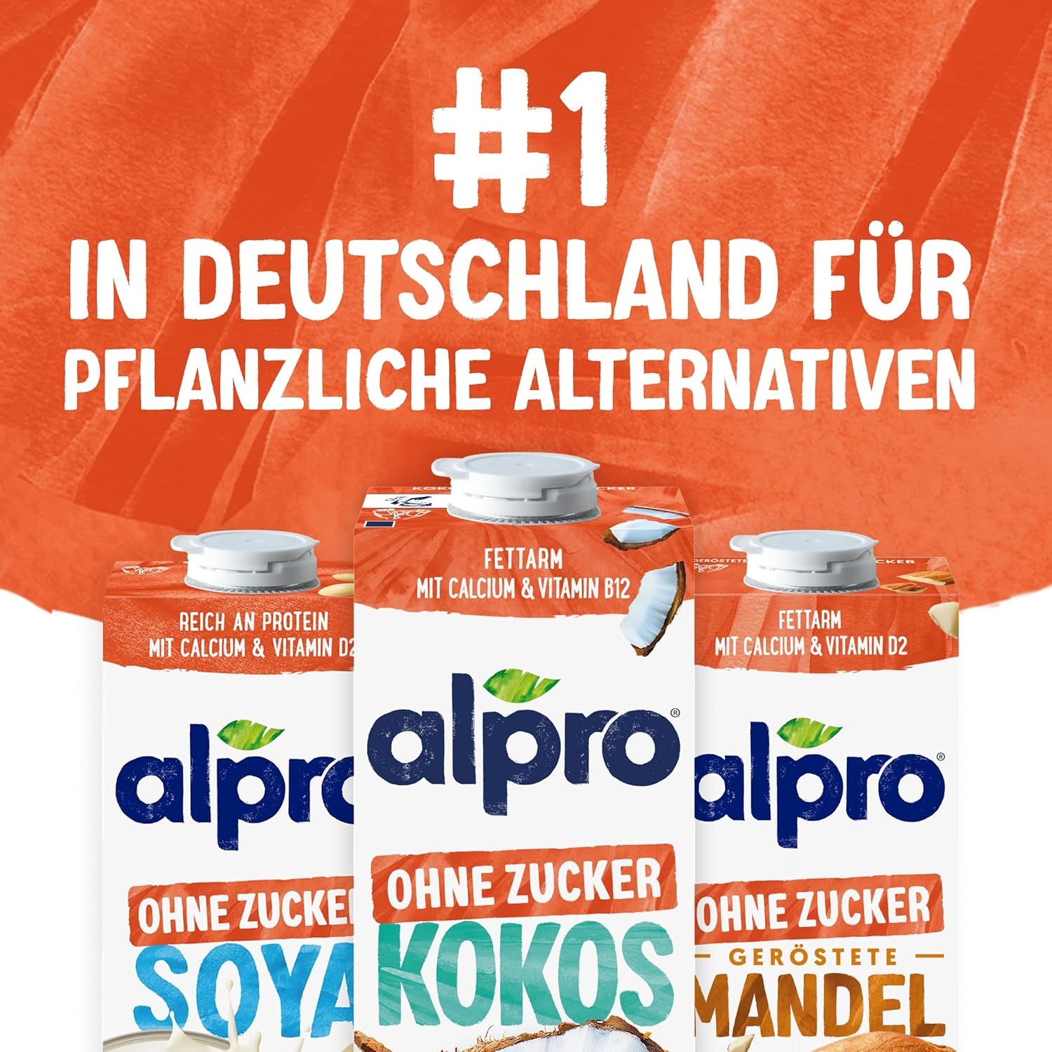 Alpro Kokosnussdrink ohne Zucker – Ohne Süßstoffe – Vegán és tejföl – Von Natur aus lactosefrei und fettarm – Gazdag kalcium és vitamin – 8 x 1 L