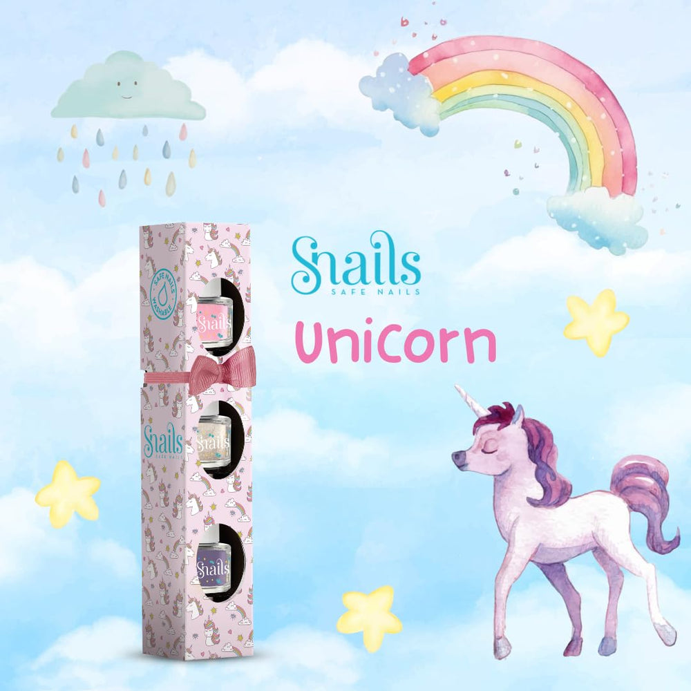 Csigák Gyerek Körömlakk Ajándékkészlet 510409, Mini Unicorn 3x5ml, Vízbázisú, Mosható, Biztonságos, Vegán