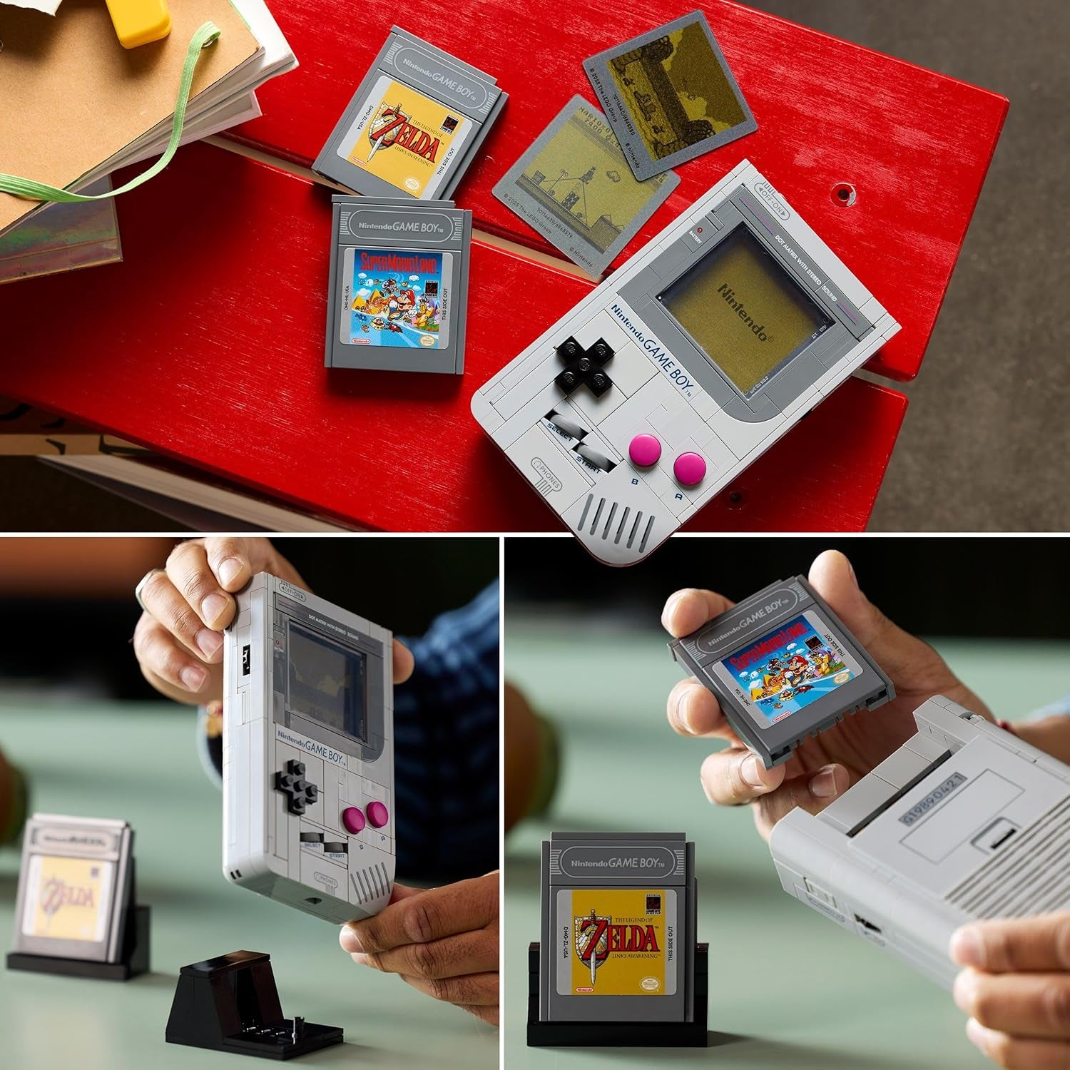 LEGO Super Mario Game Boy - Modellbau für Erwachsene - Nintendo Modell mit 2 Spielmodulen incl. Zelda sowie Ständer – Retro ajándék Apák napjára játékrajongóknak – 72046