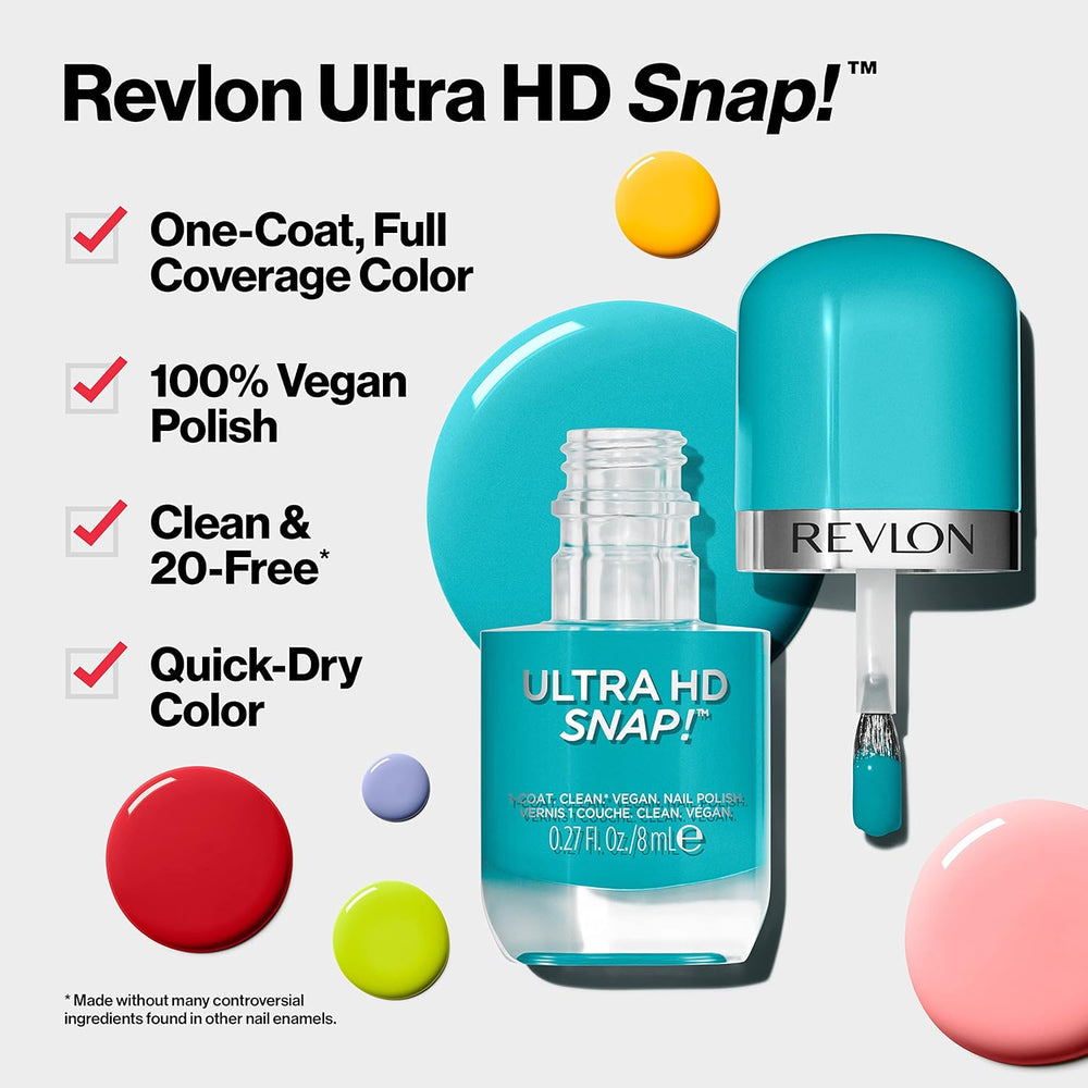 Revlon Ultra HD Snap körömlakk, hosszan tartó vegán formula, gyorsan szárad és teljes fedést biztosít egy rétegben, színes (8 ml), vörös és fekete (014), uniszex