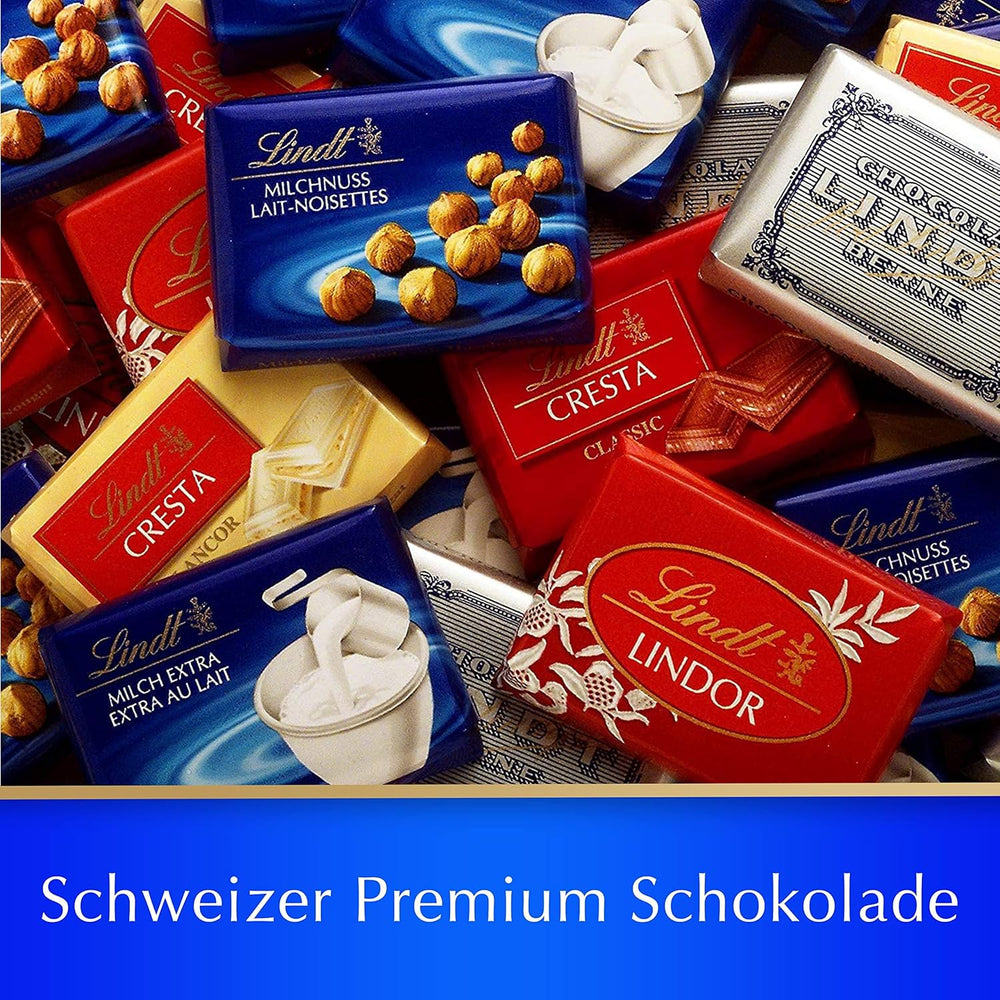 Lindt Swiss Classic Collection csokoládédoboz | Tejcsokoládé táblák | Mini csokoládészeletek | 185g | Csokoládé ajándék