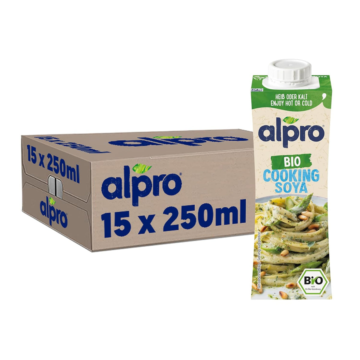 Alpro Bio Cooking Soya – Vegán Bio Kochcreme – 15 x 250 ml