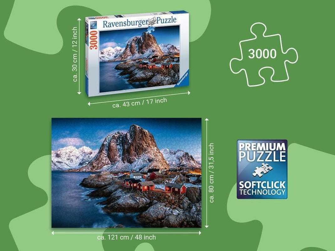 Ravensburger Puzzle 17081 - Hamnoy, Lofoten - Puzzle de 3000 de piese pentru adulți și copii de la 14 ani, puzzle cu motiv de peisaj din Norvegia Puzzle Naty Shop