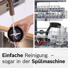 Bosch Standmixer Vitapower Serie 4 MMB6177S, Edelstahl-Klingen Made in Germany, 1,5L Thermosafe Glasbehälter, 0,6L To-Go-Flasche, Stopfer, Universalzerkleinerer, 30 000 E/perc, 1200 W, Shop Silver Kitchen Naty