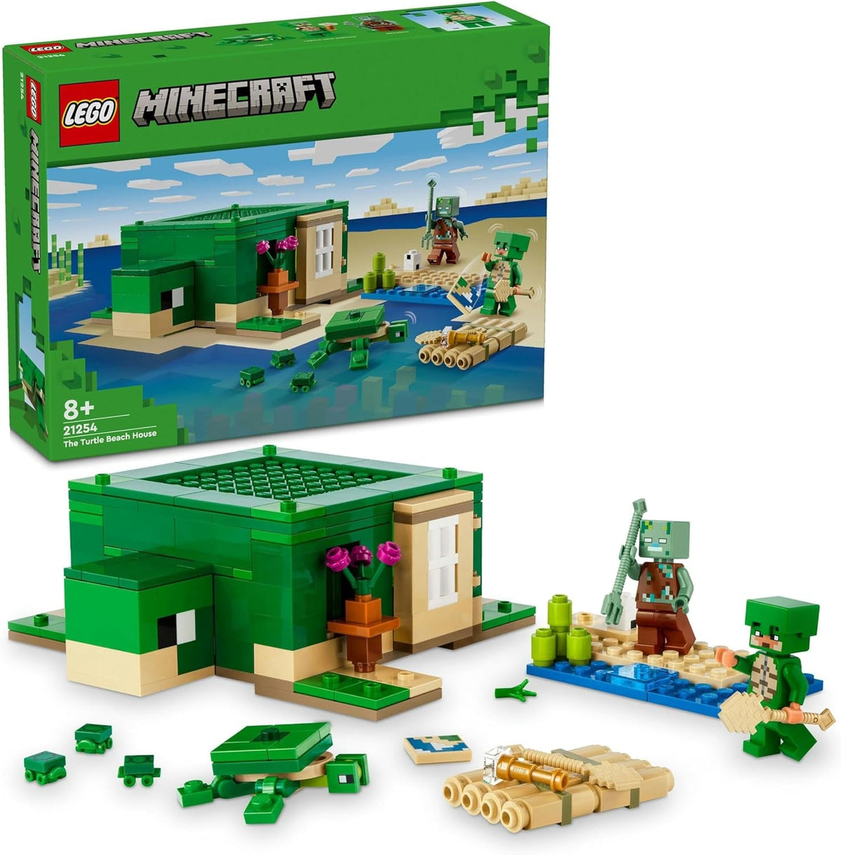 LEGO Minecraft The Turtle Beach House, Játékház kiegészítőkkel 8 éves lányoknak és fiúknak, Állatok és videojáték-figurák készlete, Ajándék játékosoknak 21254 Építőkészlet Besuche den LEGO-Store Single