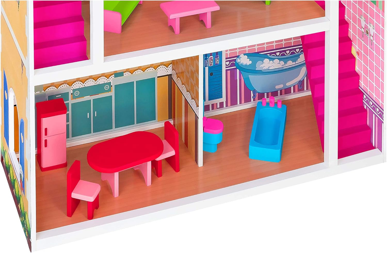 37916 - Babaház - fa - 3 polc, - 17 kiegészítő Babaházak Naty Shop