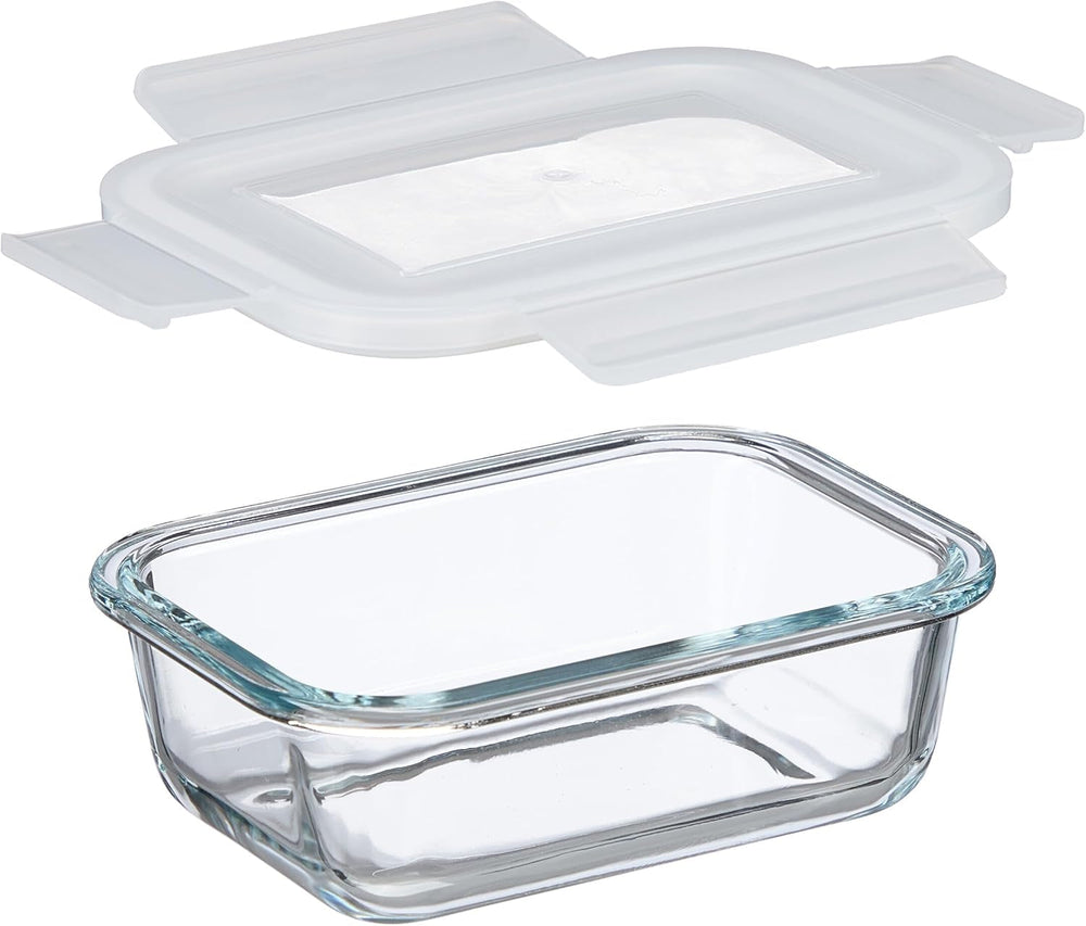 Relaxdays recipiente din sticlă cu capac, set de 6, 370 ml, recipiente pentru depozitarea alimentelor, capac din plastic, etanș, borcan din sticlă, transparent Cutii depozitare alimente Naty Shop