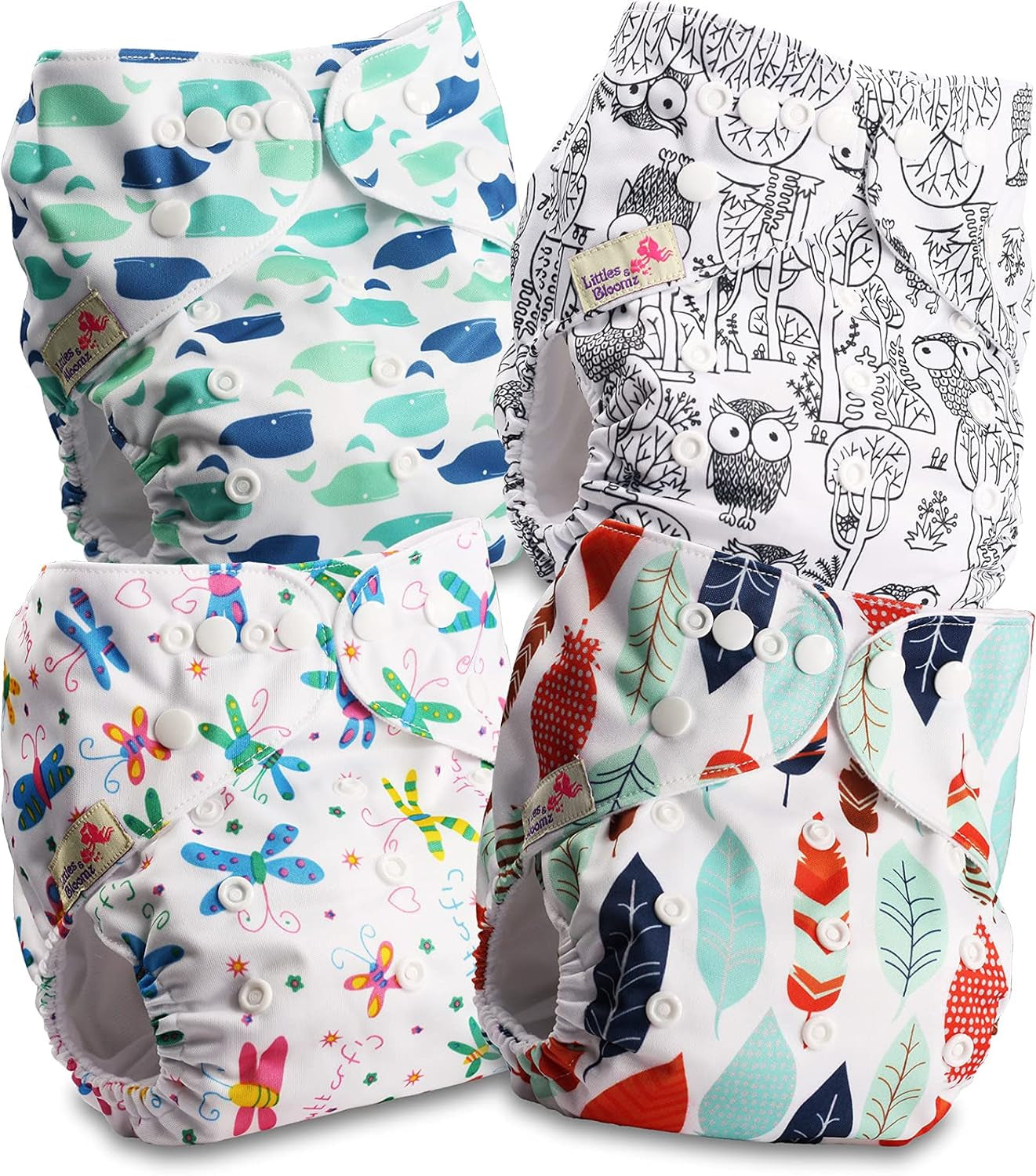 Littles és Bloomz FLP2-0406 Standard Clip újrafelhasználható pelenka, 4 pelenka