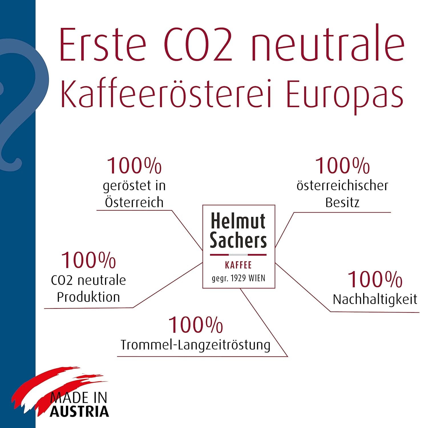 Helmut Sachers kávé - bécsi keverék, erősség 3/5, 100% arabica, egész kávébab, 6 x 500 g Naty Shop