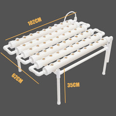 1 rétegű hidroponikus termesztőkészlet 54 ültetővel, PVC talajmentes növénytermesztő rendszerekkel vízszivattyúval, hidroponikus termesztőkészletekkel zöldség- és gyümölcstermesztéshez erkélyeken, kertekben, teraszokon és hátsó udvarokon
