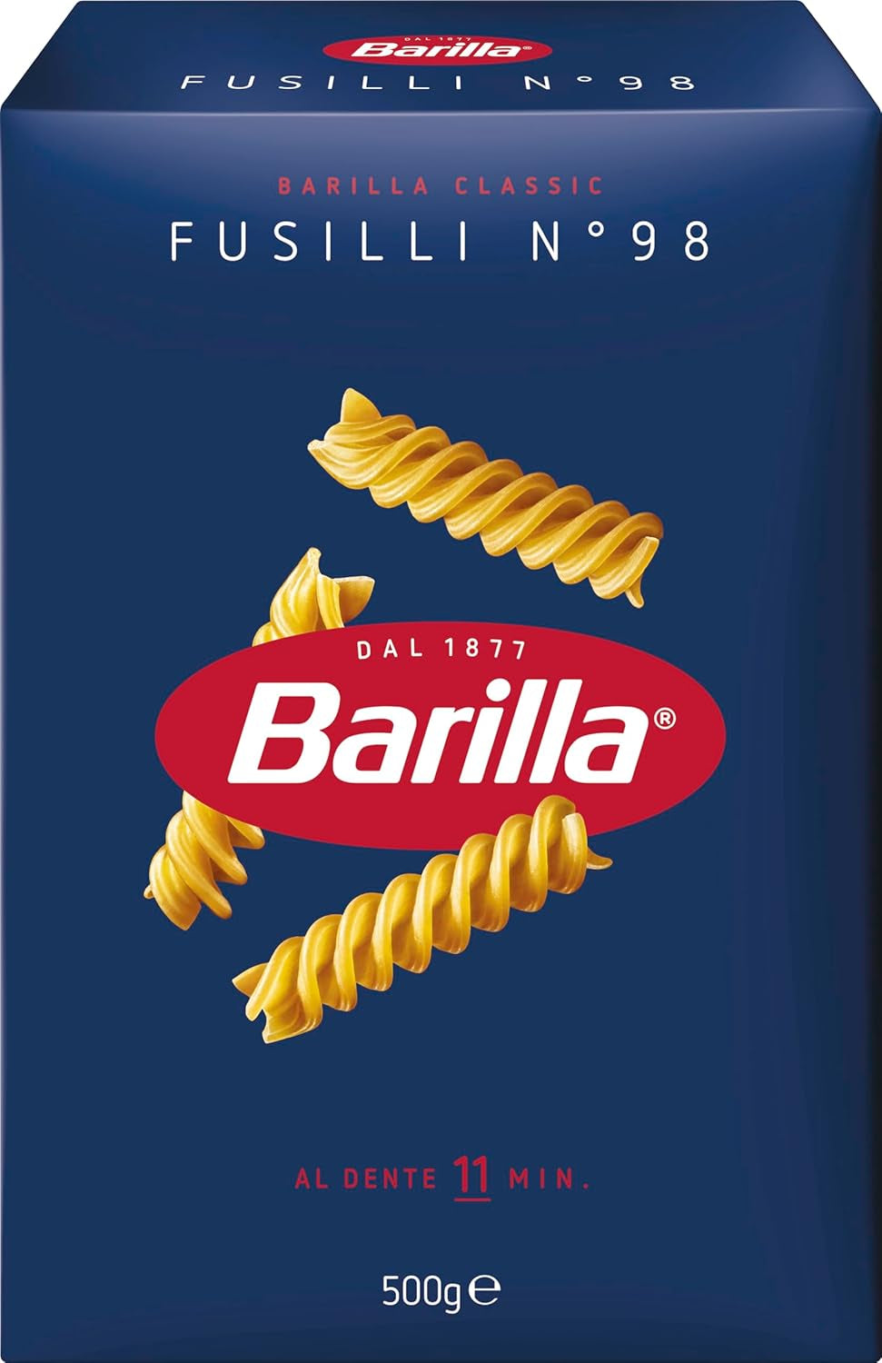 Barilla Pasta Classic Fusilli No. 98 kiváló minőségű durumbúzából, mindig al dente, Chili, Spagetti, Fusilli, Penne, Olasz, 500g