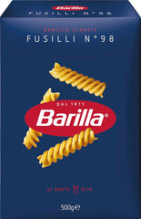 Barilla Pasta Classic Fusilli No. 98 kiváló minőségű durumbúzából, mindig al dente, Chili, Spagetti, Fusilli, Penne, Olasz, 500g