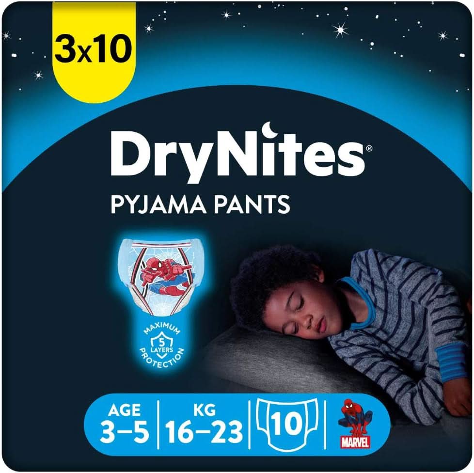 HUGGIES Drynites éjszakai pelenka, 4-7 éves fiúknak (17-30 kg), 30 db Naty Shop 30 db 3-5 éves korig (16-23 kg)