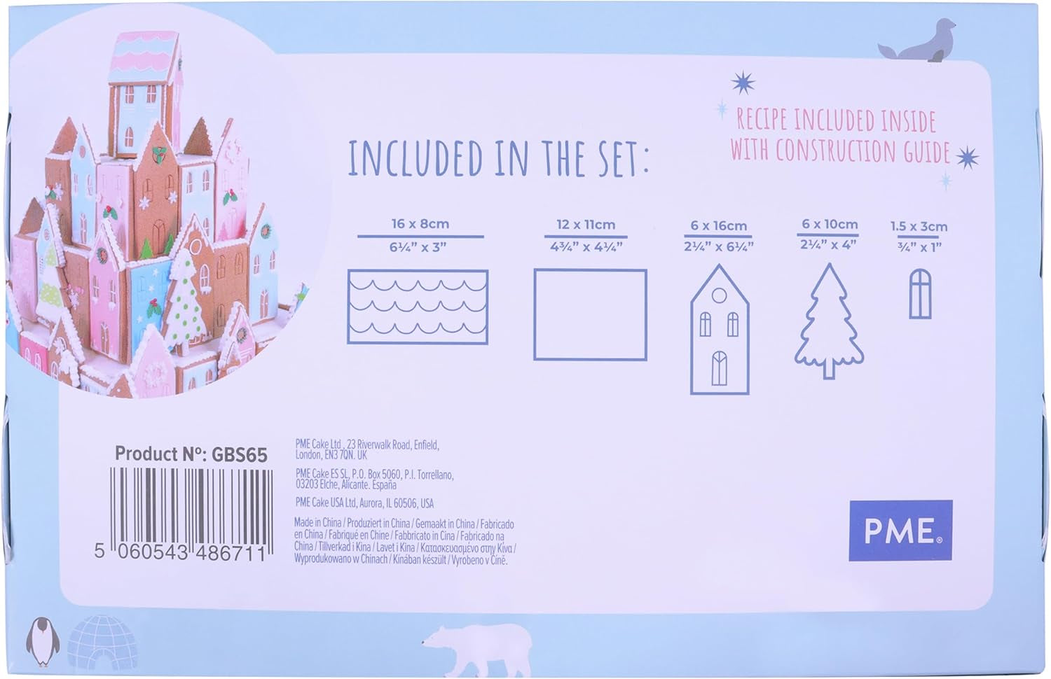 Set de forme pentru biscuiți cu căsuță de turtă dulce de Crăciun, argintii