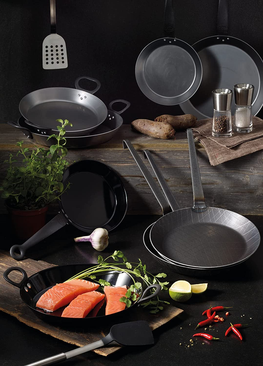 RÖSLE Tigaie din fier forjat seria 1888, de înaltă calitate, cu margine înaltă pentru cartofi prăjiți crocanți și carne prăjită rapid, potrivită pentru grătar și inducție Oale si Tigai Naty Shop