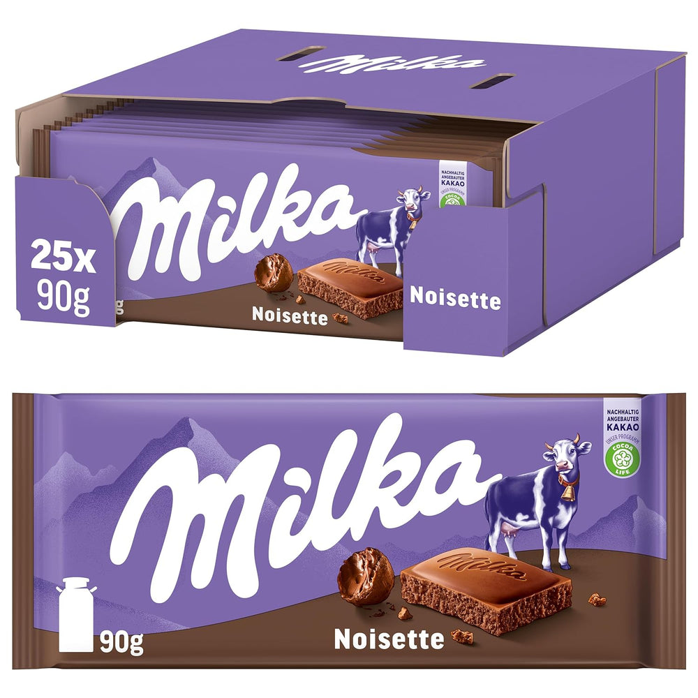 Milka Noisette – alpesi tejcsokoládé finom, krémes mogyorós töltelékkel – 25 x 90g