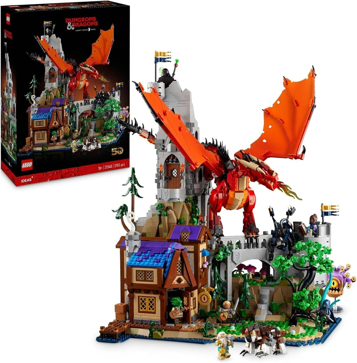 LEGO Ideas Dungeons & Dragons: A vörös sárkány saga, építőkészlet felnőtteknek, kazamaták és sárkányok ajándékötletek rajongóknak, fantáziaépítő készlet, kreatív tevékenység 21348 építőkészletek Besuche den LEGO-Store alapértelmezett címe