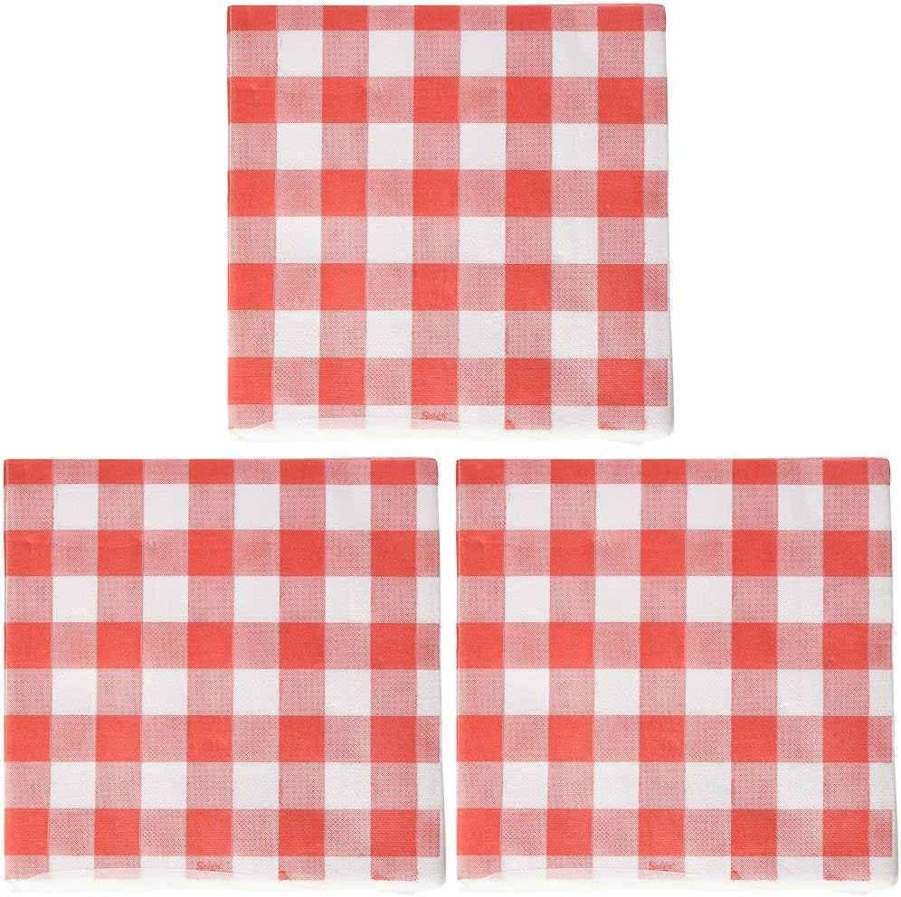 Șervețele Pro 40 X 40, 2 straturi, 1/4 fold, 50 șervețele, punta-punta, carouri, roșu