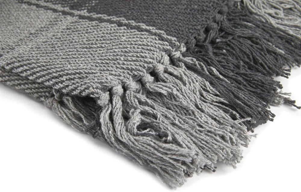 Frisco díszdoboz, Újrahasznosított pamut, Hagyományos, Kockás, Székhez, kanapéhoz, kanapéhoz, díszdobozhoz, takaróhoz, Antracit, 127 X 152 cm Ágyak és takarók Emma Barclay