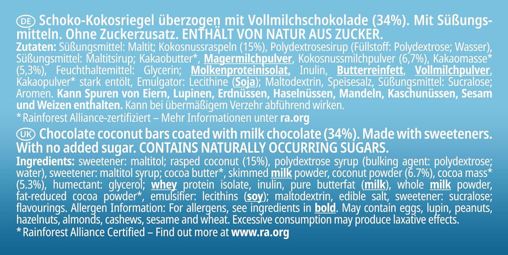 Frankonia CSOKISKOLA HOZZÁADOTT CUKOR NÉLKÜL csokoládészeletek és kókuszdió, 100 g (3x33 g)