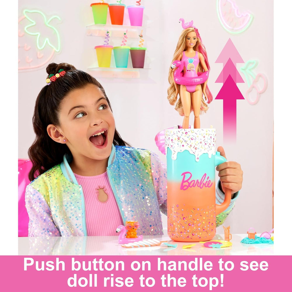 BARBIE Pop Reveal Rise & Surprise Geschenkset - über 15 Überraschungen, inklusive 1 Barbie-Puppe, Strandzubehör, für fruchtig-frechen Spielspaß, für Kinder ab 3 Jahren, HRK57