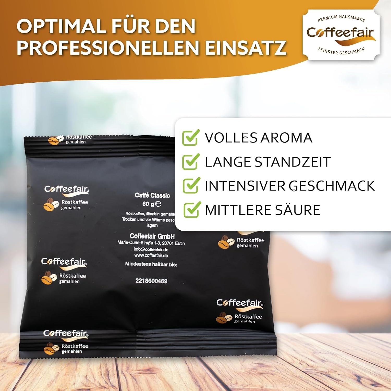 Cafea Filtrată Coffeefair Caffe Classic 80 x 60g Cafea Măcinată, Calitate Gastro, Prăjită Ușor, Echilibrată și Corpoasă, pentru Espressoare de Cafea Filtrată