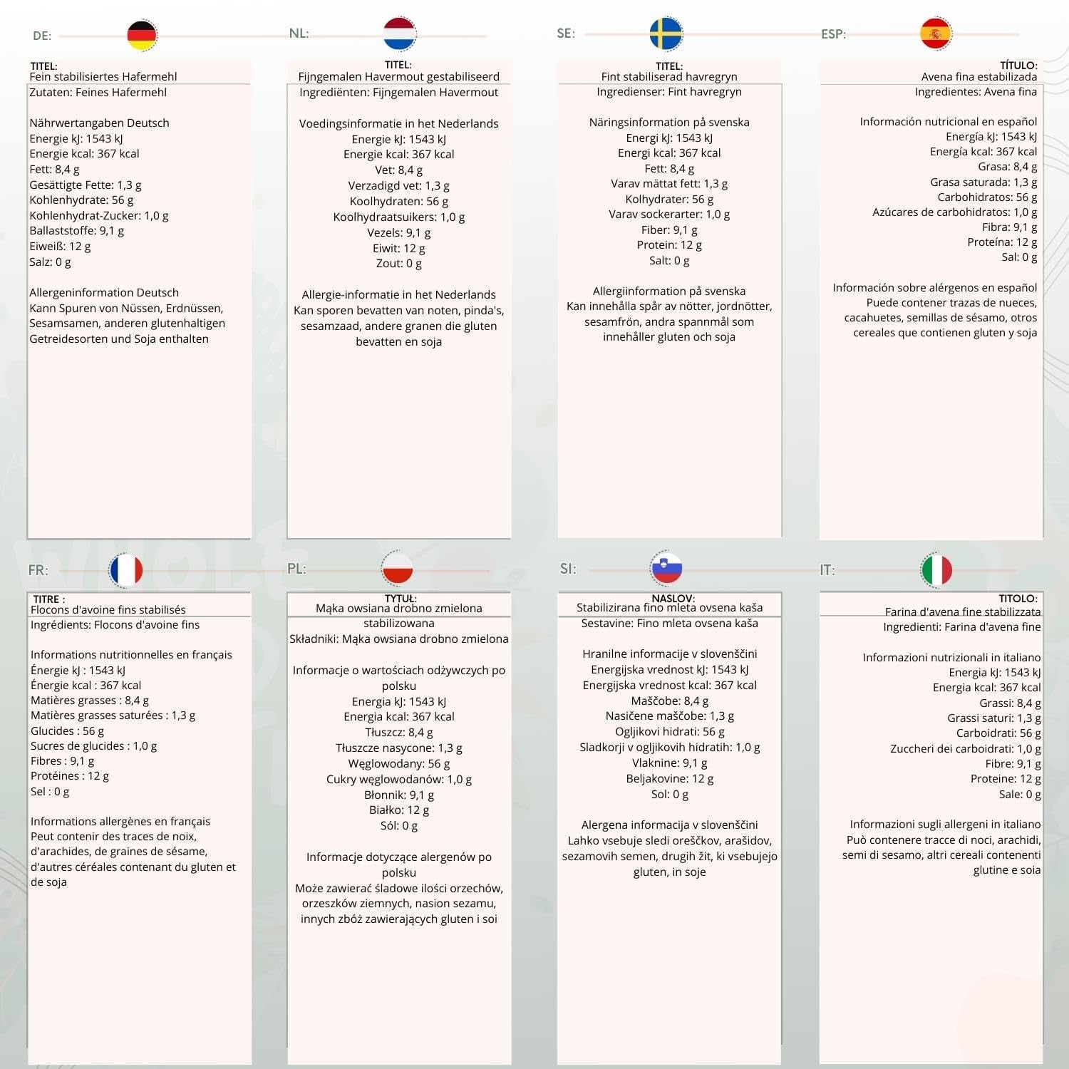 Wholefood Earth Fine Zab - nem GMO - vegán - tejmentes - hozzáadott cukor nélkül 1 kg