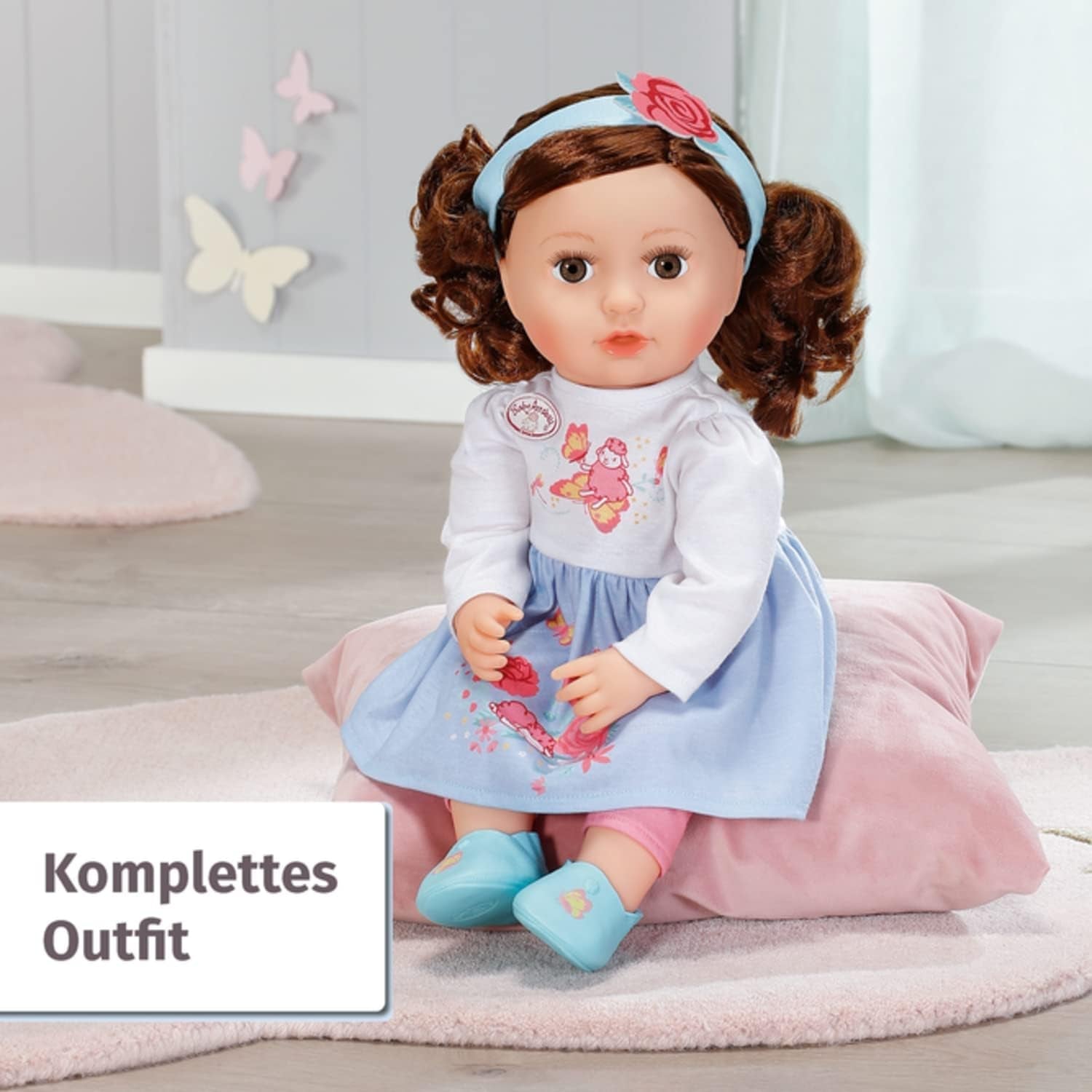 Baby Annabell Sophia Brunette 43Cm, păpușă moale cu păr lung castaniu, incl. haine pentru păpușă, bentiță și perie, 707234 Zapf Creation Papusi Naty Shop