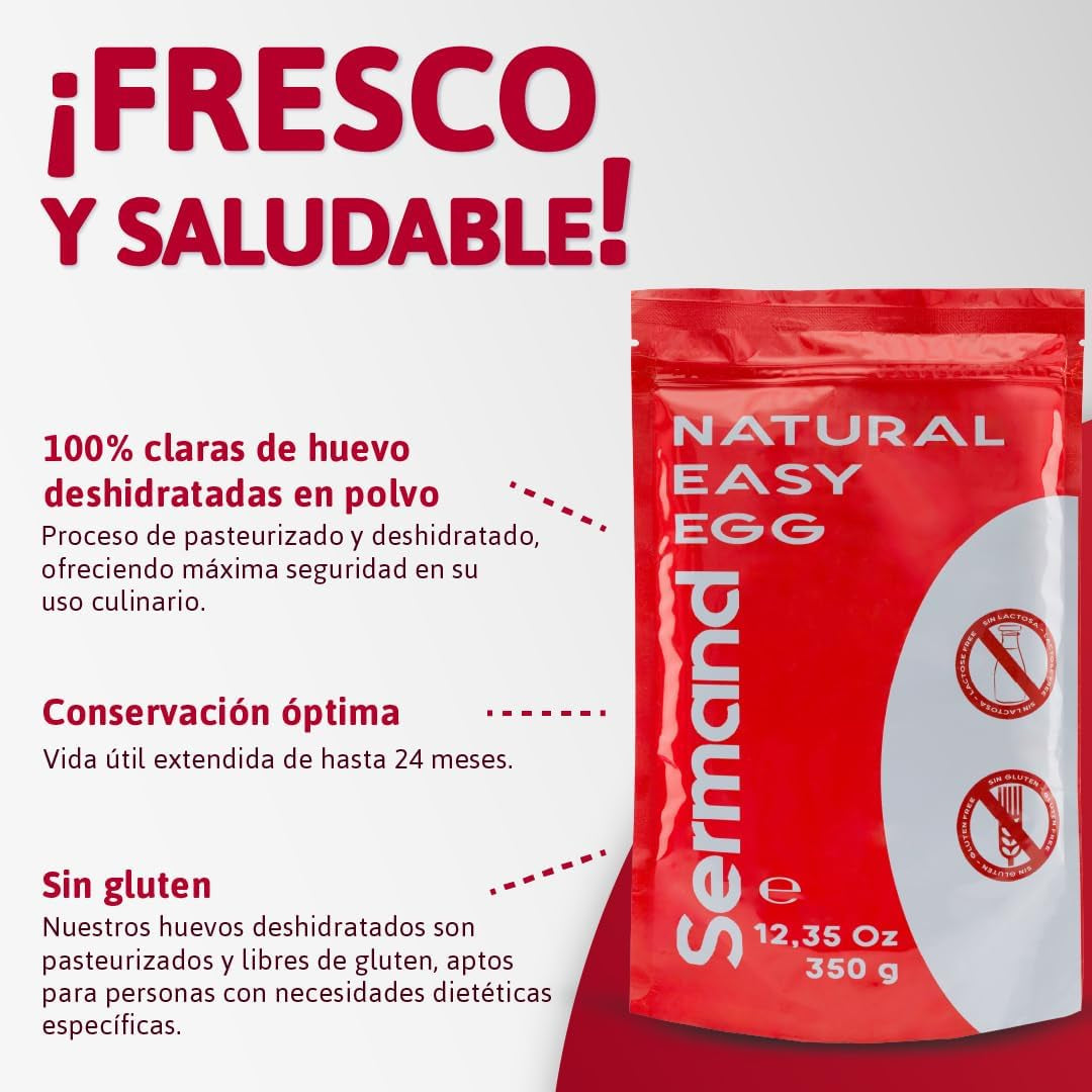 Eiklarpulver (350g) | Getrocknetes Eiklar Pulver | Eialbumin für Backen & Kochen | Ohne Zusatztoffe | Laktózmentes Zip-Bag csomagolás