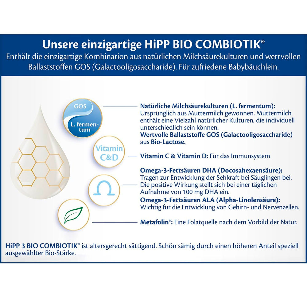 HiPP 3 Organic Combiotik (4 x 600 g), anyatej 10 hónapos kortól, természetes tejsavkultúrákkal, C- és D-vitaminnal, GOS-szal, Omega-3-mal (DHA, ALA), a legjobb bio minőséggel