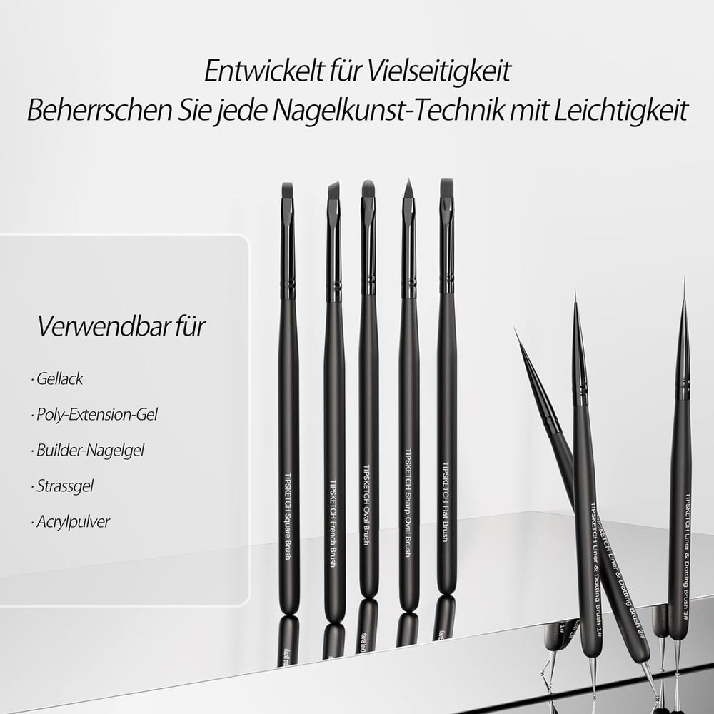 Nagel Pinsel 8 Stück Pinsel Für Gelnägel,Nageldesign Gel Pinsel Dotting Painting Line Pen Für Nagellack Gel Acryl Nagel Pinsel Nailart Kit Acryl Pinsel Fineliner Nägel Selber Machen