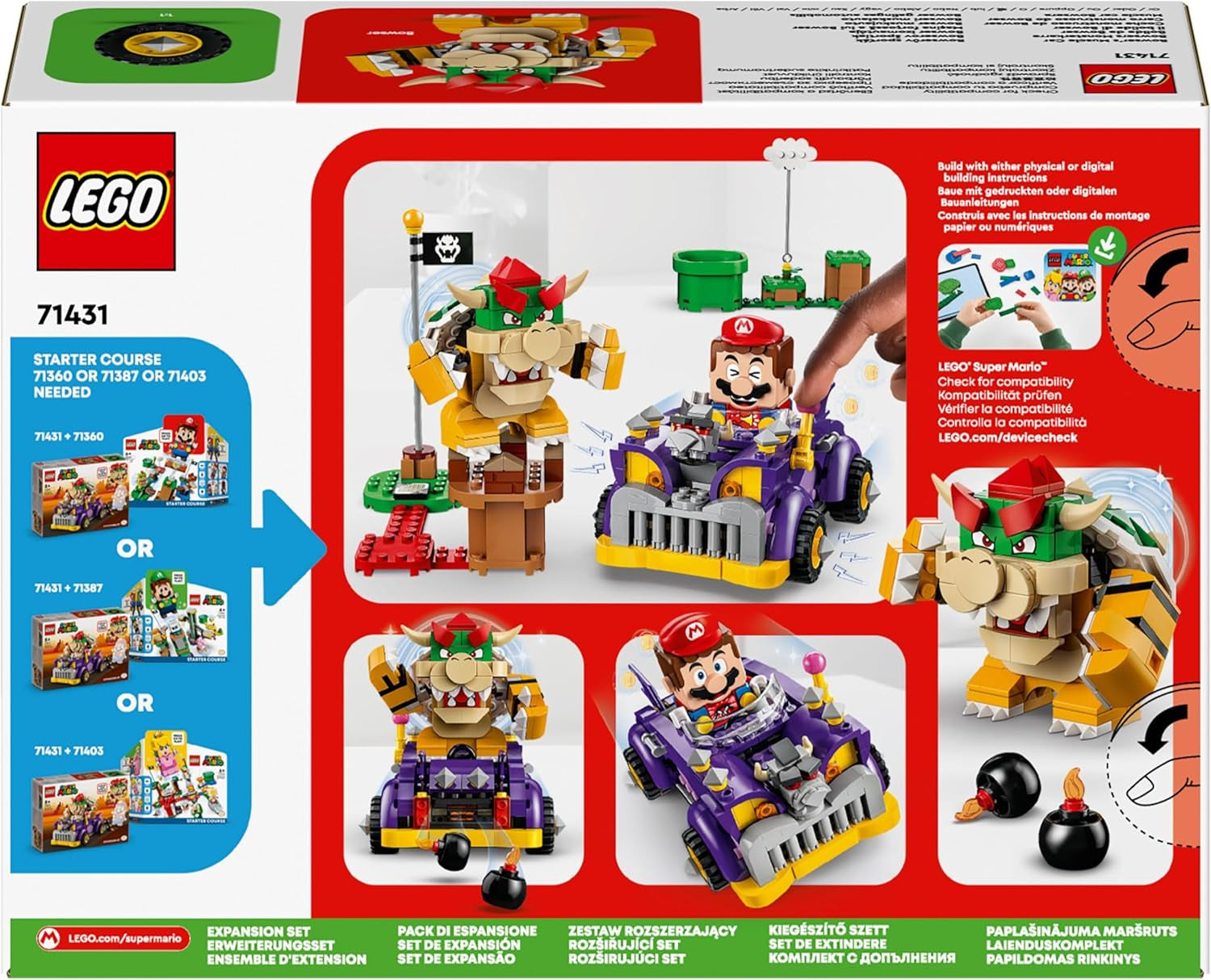 LEGO Super Mario Bowser Monster Cart bővítőkészlet Bowser autós játék fiúknak és lányoknak, egykarakteres készlet, játékos ajándék 8 éves korig 71431 építőkészlet Besuche den LEGO-Store