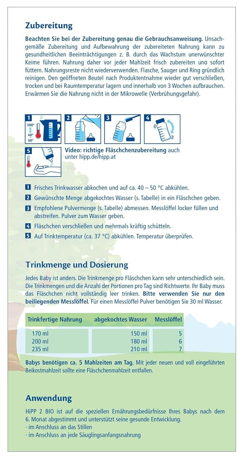 HiPP 2 Organic anyatej (4 x 600g), 6 hónap után, Omega-3-mal (DHA, ALA), kalciummal és könnyen elkészíthető biokeményítővel, a legjobb bio minőségben