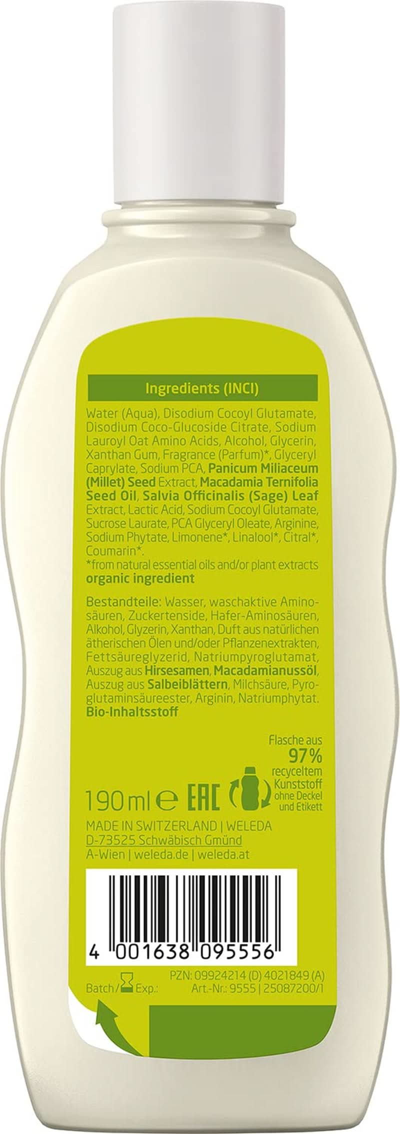WELEDA Organic Millet Care sampon, finom tisztító, 190 ml zuhany és fürdő Naty Shop