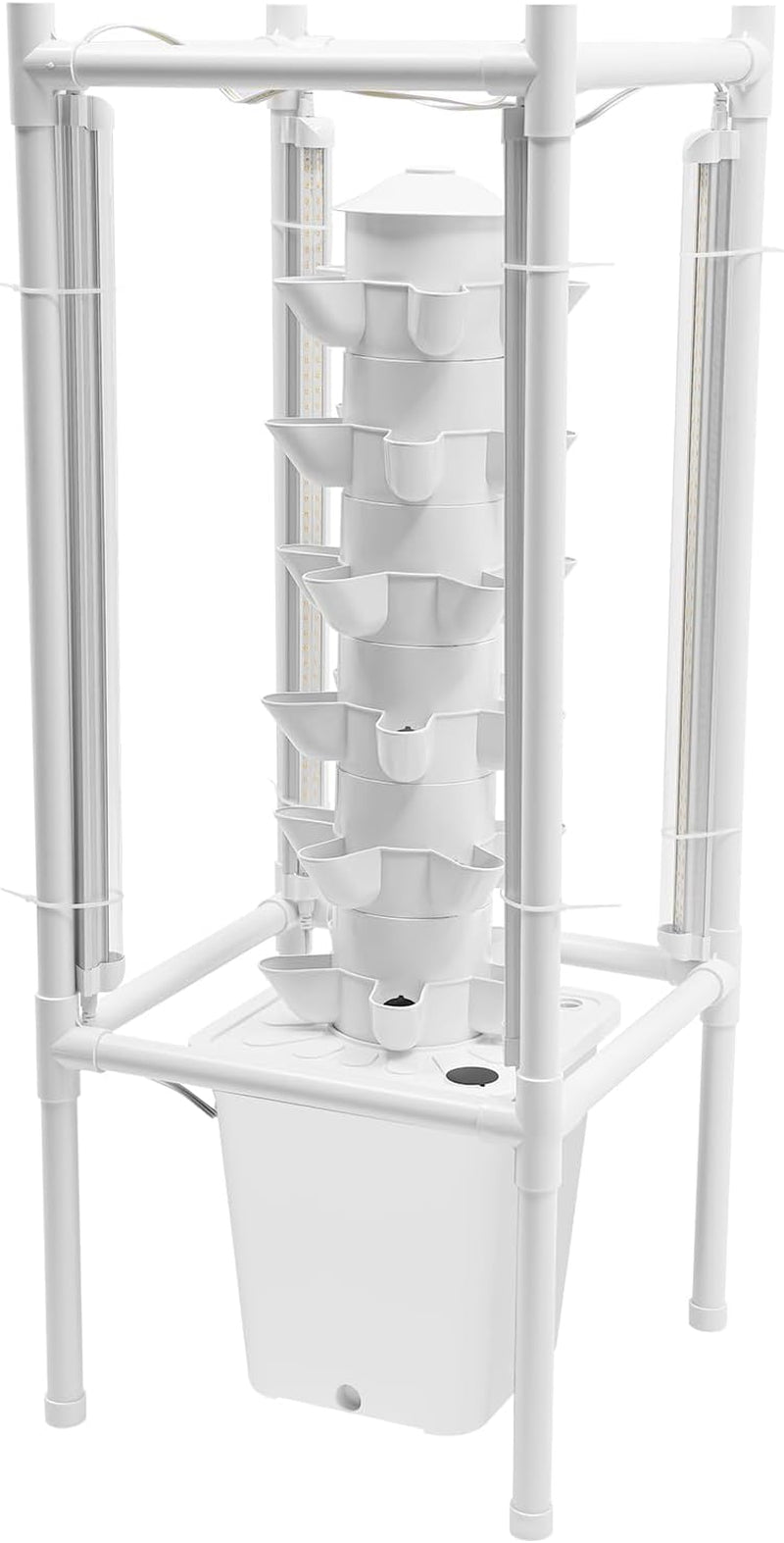 Hidroponikus toronytermesztő készlet, 30 lyuk, 6 szintes, talajmentes ültetőtorony, hidroponikus rendszer, aeroponikus torony, függőleges kert, epertorony, gyógynövények, gyümölcsök és zöldségek hidroponikus termesztőrendszere (szürke)