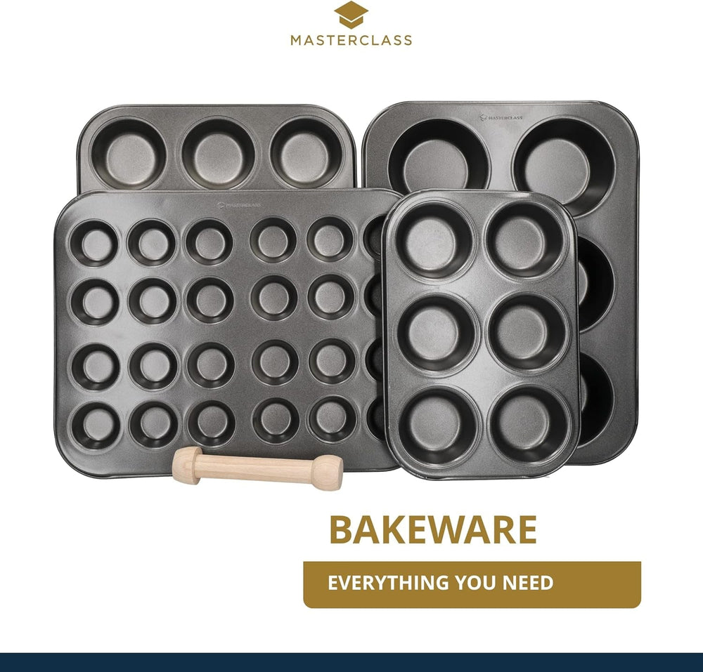 Masterclass mini torta serpenyő 24 lyuk 1 mm vastag, tartós szénacél 35x27 cm szürke Naty Shop