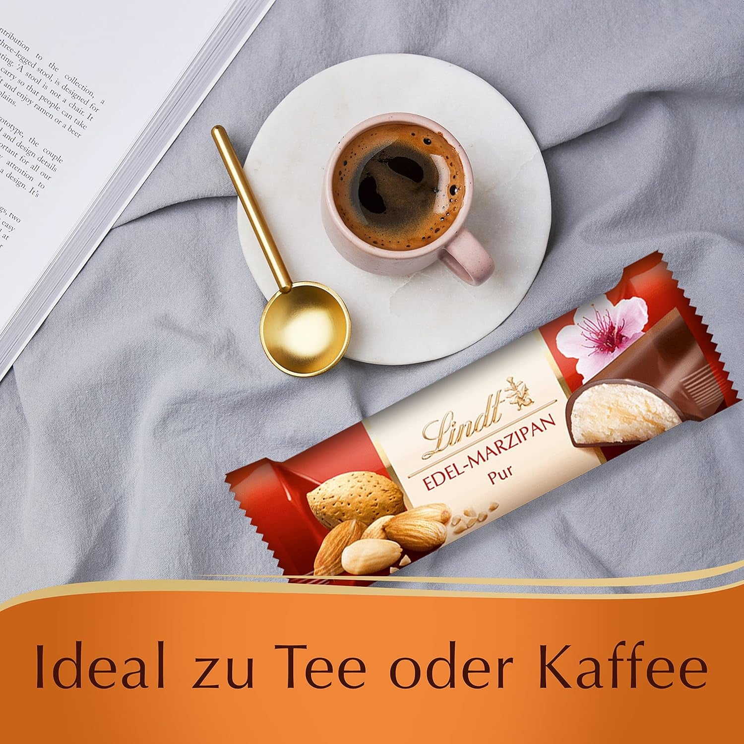 Lindor csokoládé felső bemutató | 1718 g és csokoládé szeletek marcipánnal | 25 rúd x 50 g pultos kijelzőben | 1250 g | Étcsokoládéval bevont tiszta marcipán | Csokoládé szeletek