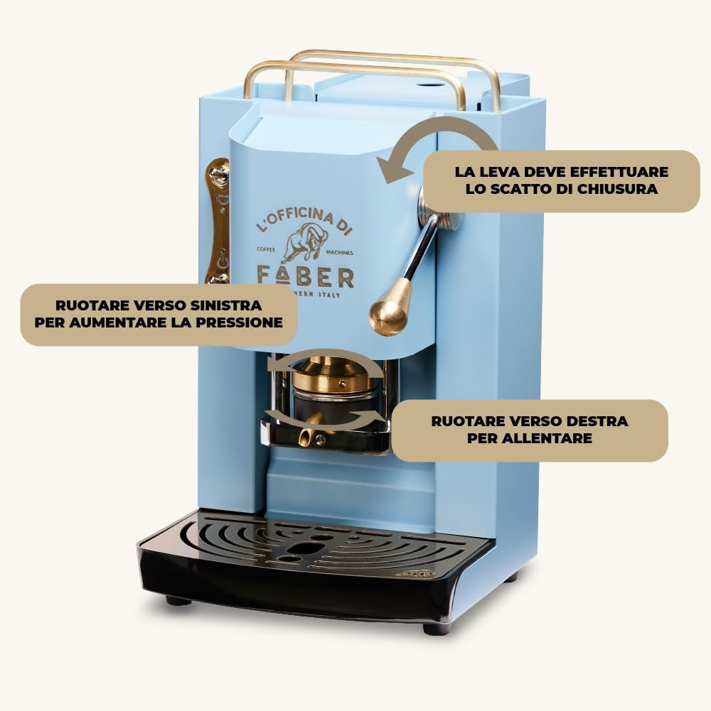 Espressor Faber Pro Deluxe din alamă cu capsule de hârtie Ese 44 mm