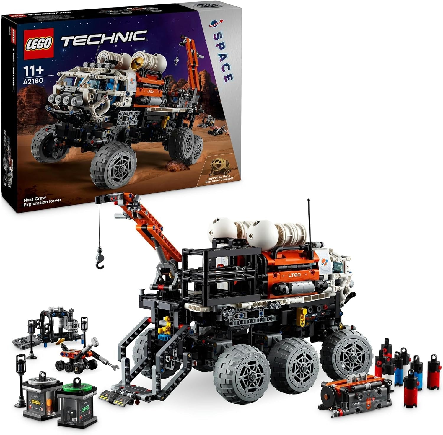 LEGO Technic Mars Exploration Rover, jucărie spațială, bazată pe nave spațiale NASA, set de construcție spațială, jucărie pentru copii, cadou pentru băieți și fete cu vârsta de 11+ 42180 Seturi de constructie Besuche den LEGO-Store Titlu implicit