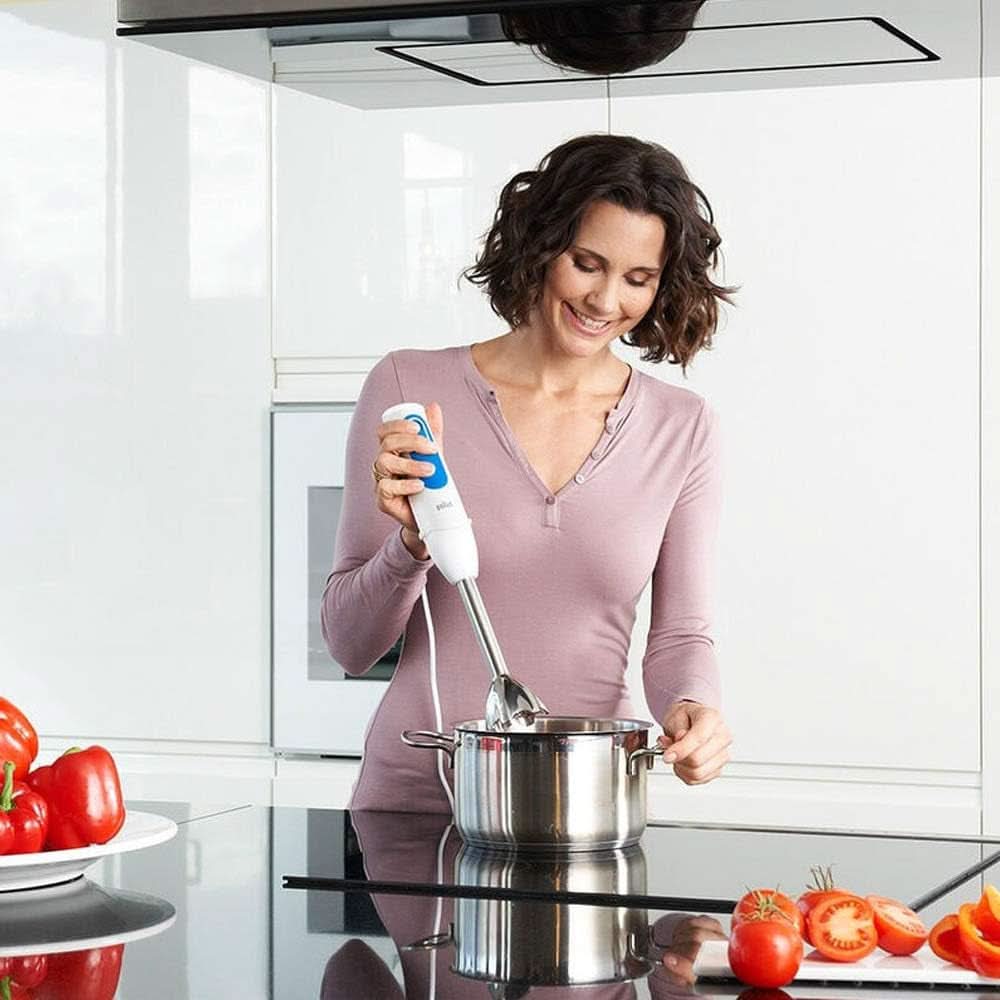 Braun Háztartási Stabmixer MQ 3035 WH - Multiquick 3 Pürierstab Mit Edelstahl-Mixfuß, 2 Geschwindigkeiten, Spritzschutz, Spülmaschinenfest, Zerkleinerer, Schneebesen & 600Ml Mix- Und Messbecher, Naty Shop, Naty Shop