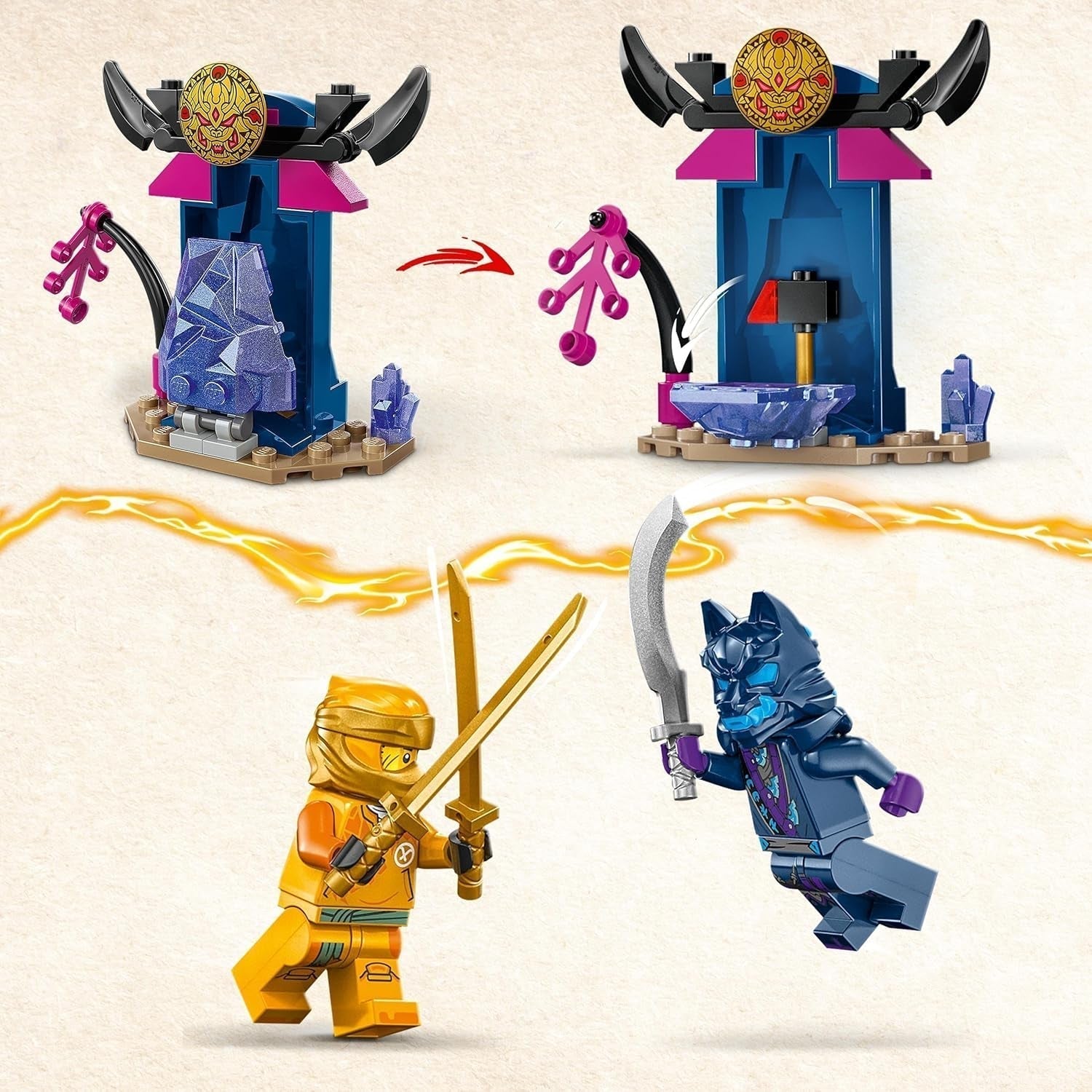 LEGO NINJAGO Arin's Battle Mech, nindzsa játék 4 évesnél idősebb gyermekek számára figurákkal, beleértve. Arin mini katanával, akciófigurákkal és mechekkel, kis ajándék fiúknak és lányoknak 71804 Építőkészlet Besuche den LEGO-Store