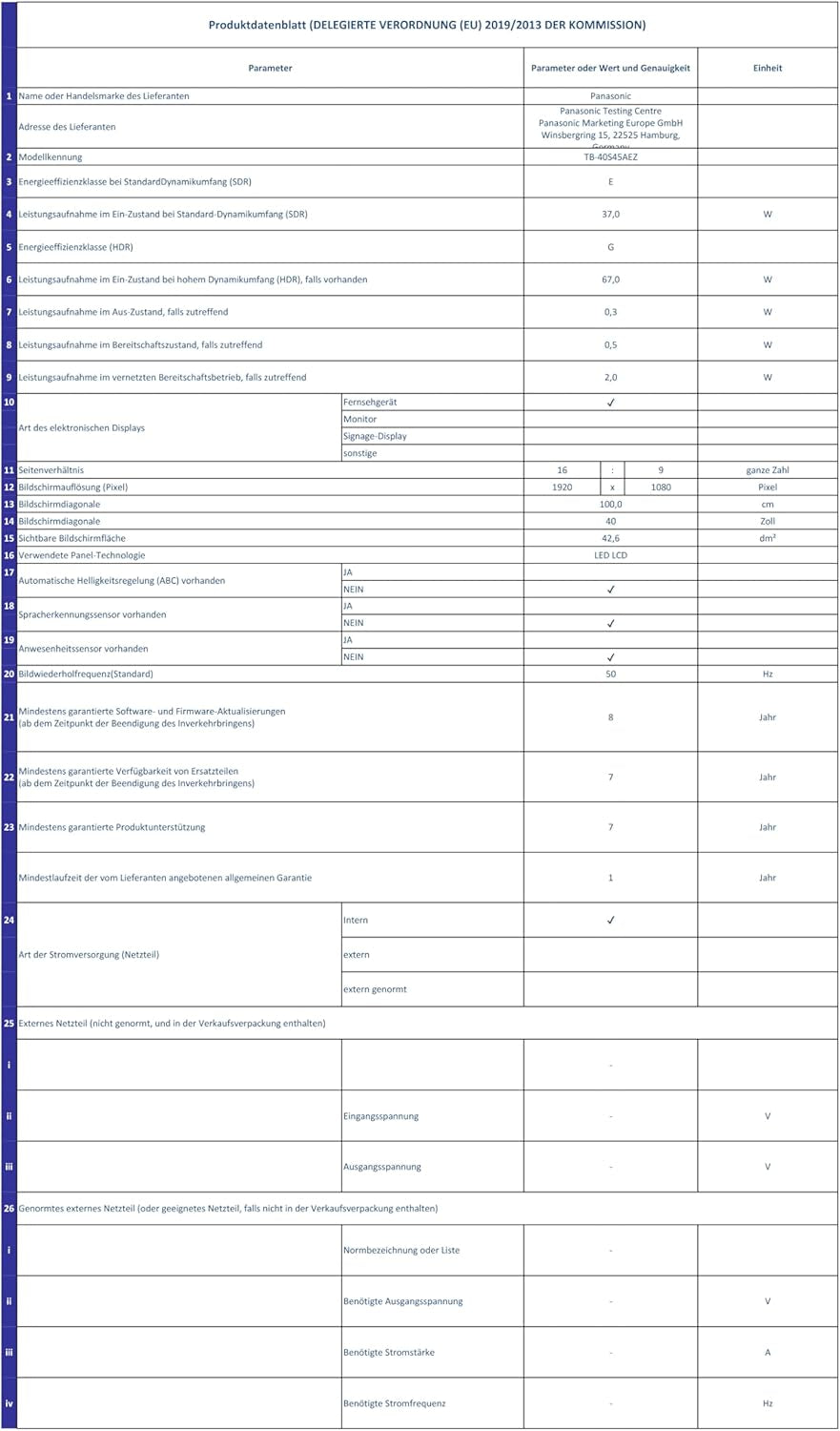 Panasonic TB-40S45AEZ, seria S45, televizor inteligent LED Full HD de 40 de inci, 2024, TiVo, control vocal Google și Alexa, mod de gaming, player media, HDR, HDMI, pentru o experiență vizuală excepțională